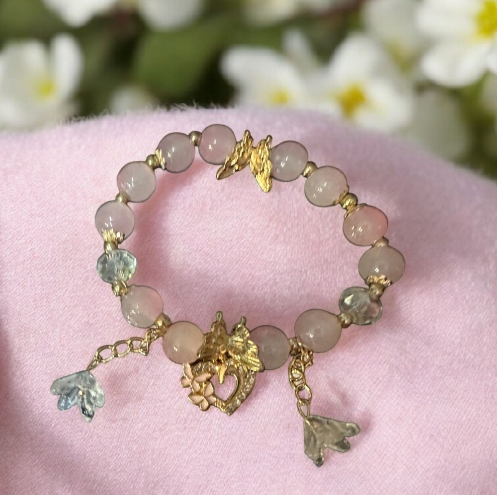 Elegant Gold and Pink Beaded Bracelet